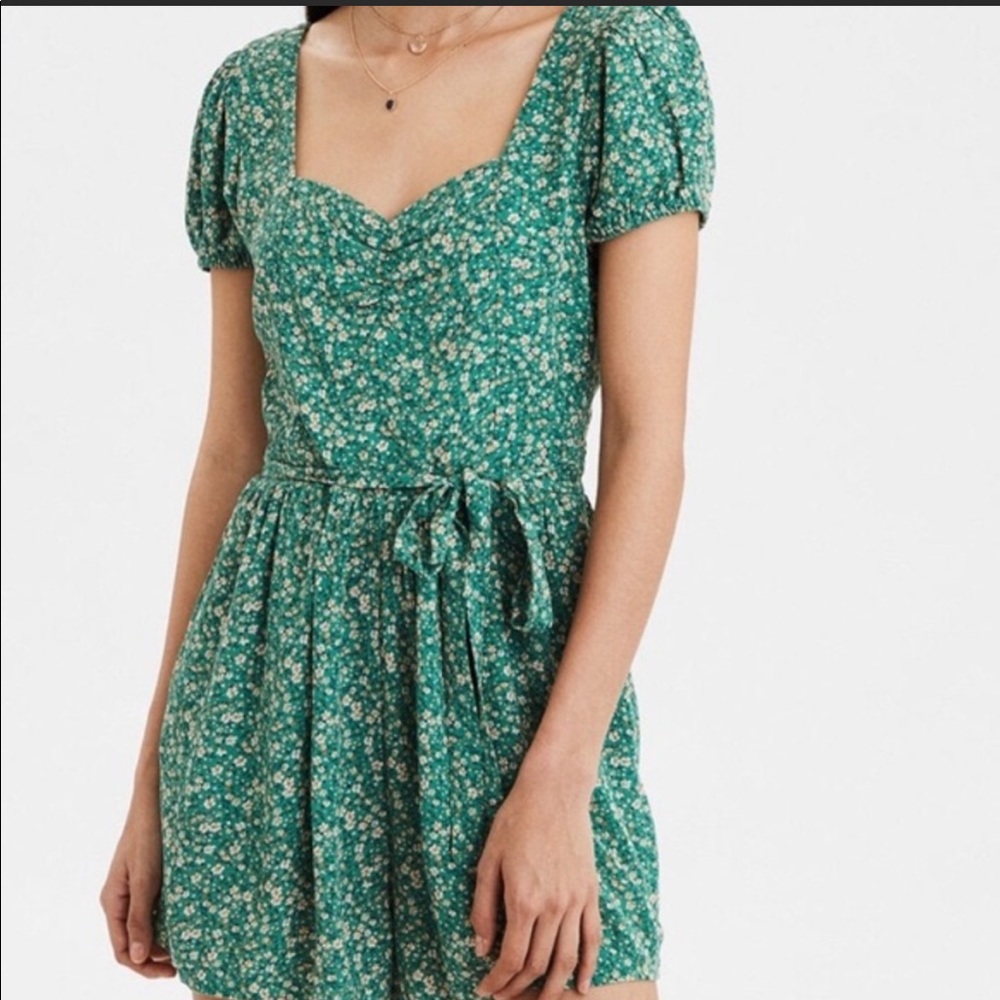 American eagle green floral romper
